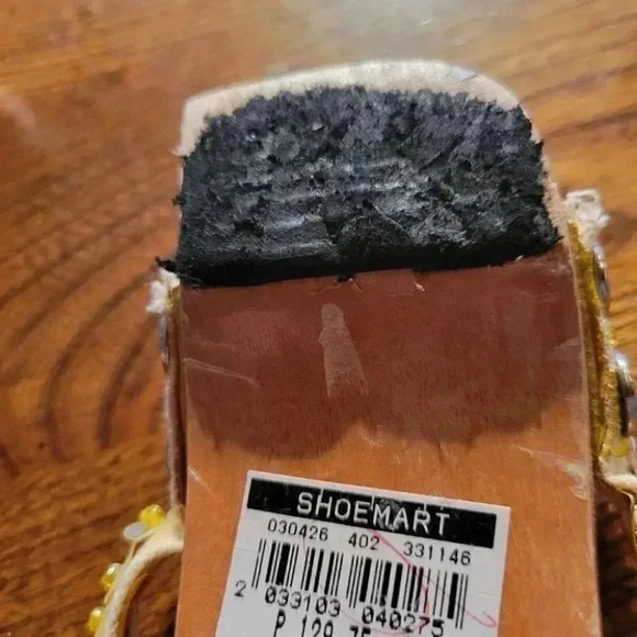 Girls Designer Wooden Sandals with Sparkly  toe straps Flip Flops - Picture 3 of 6